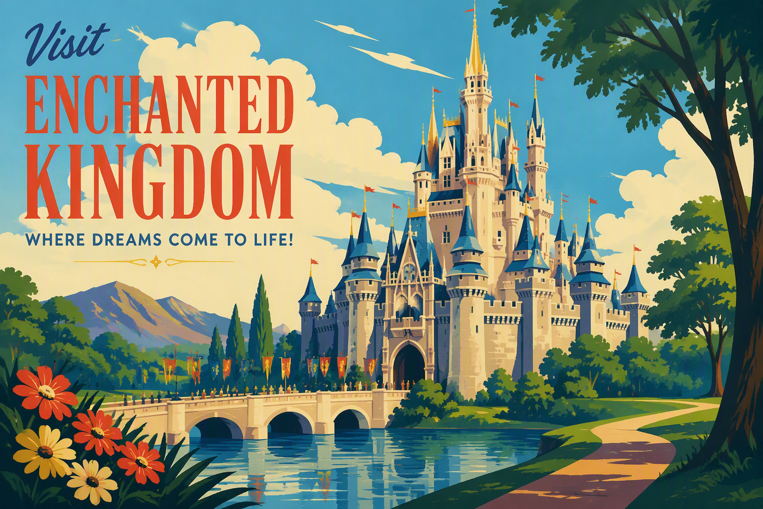 Disneyland Parisin ikoninen satulinna puiston keskiössä