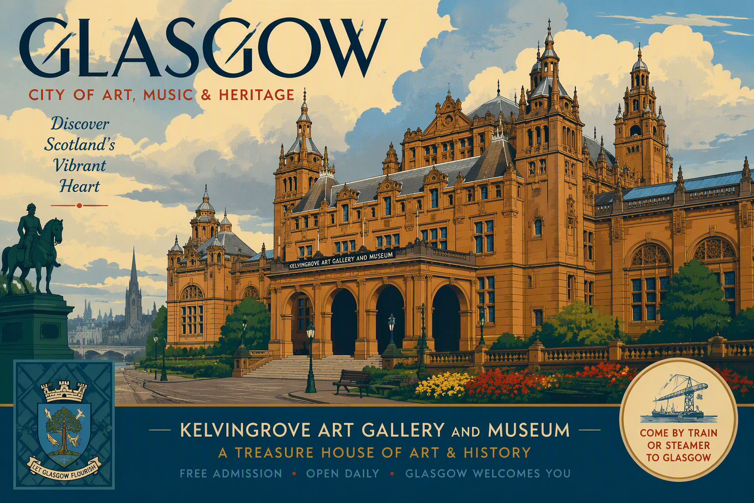 Historiallinen taidemuseorakennus Glasgow’ssa