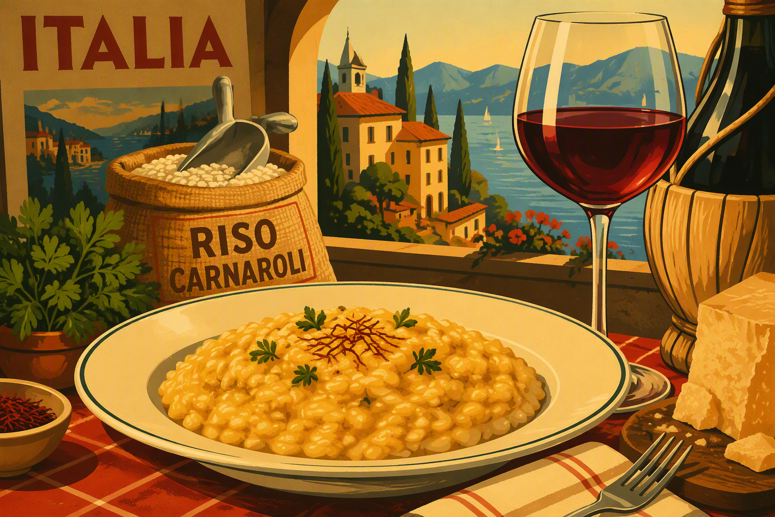Italialainen risottoannos ravintolapöydässä