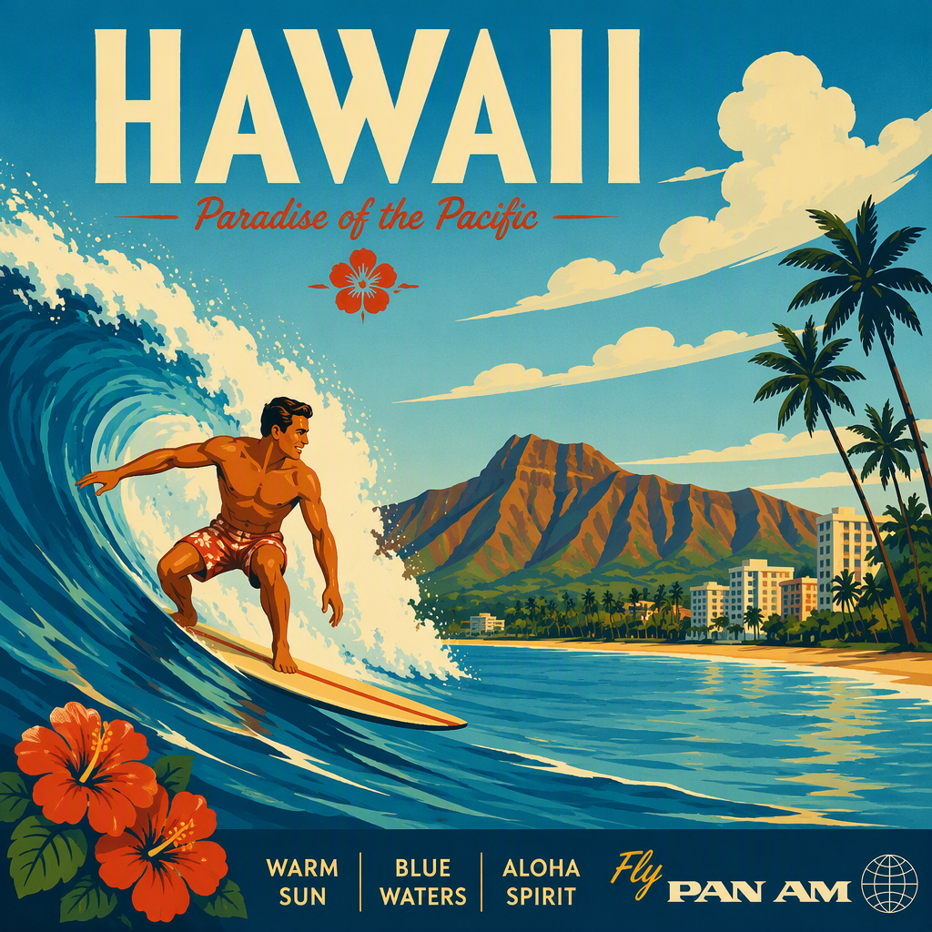 Surffaaja ratsastamassa aallolla Havaijilla Surffaaja ratsastamassa aallolla Havaijilla