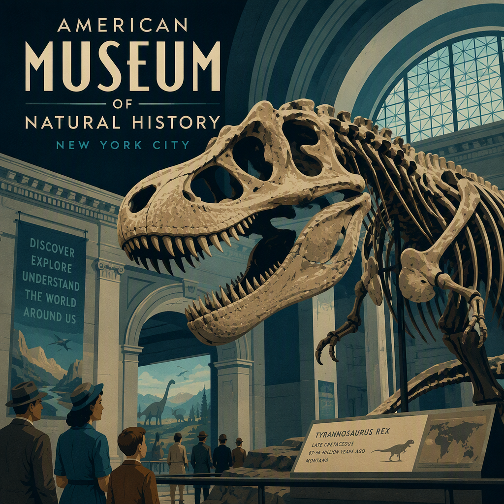 Dinosauruksen luuranko museon näyttelytilassa
