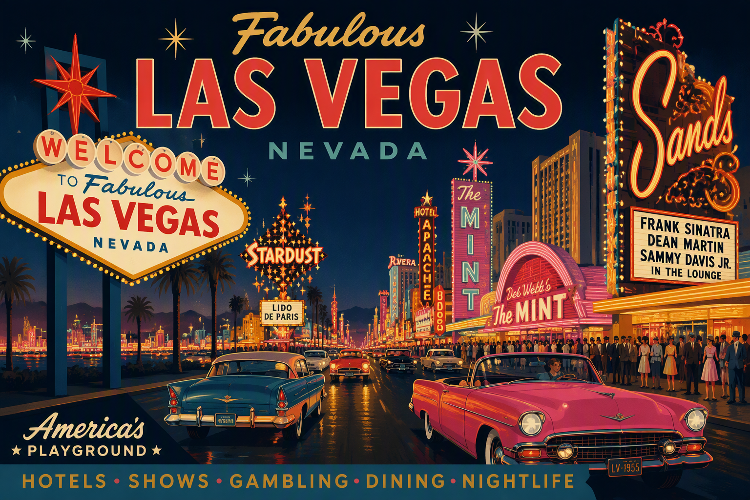 Las Vegasin kasinoiden neonvalot yöllä Las Vegasin kasinoiden neonvalot yöllä