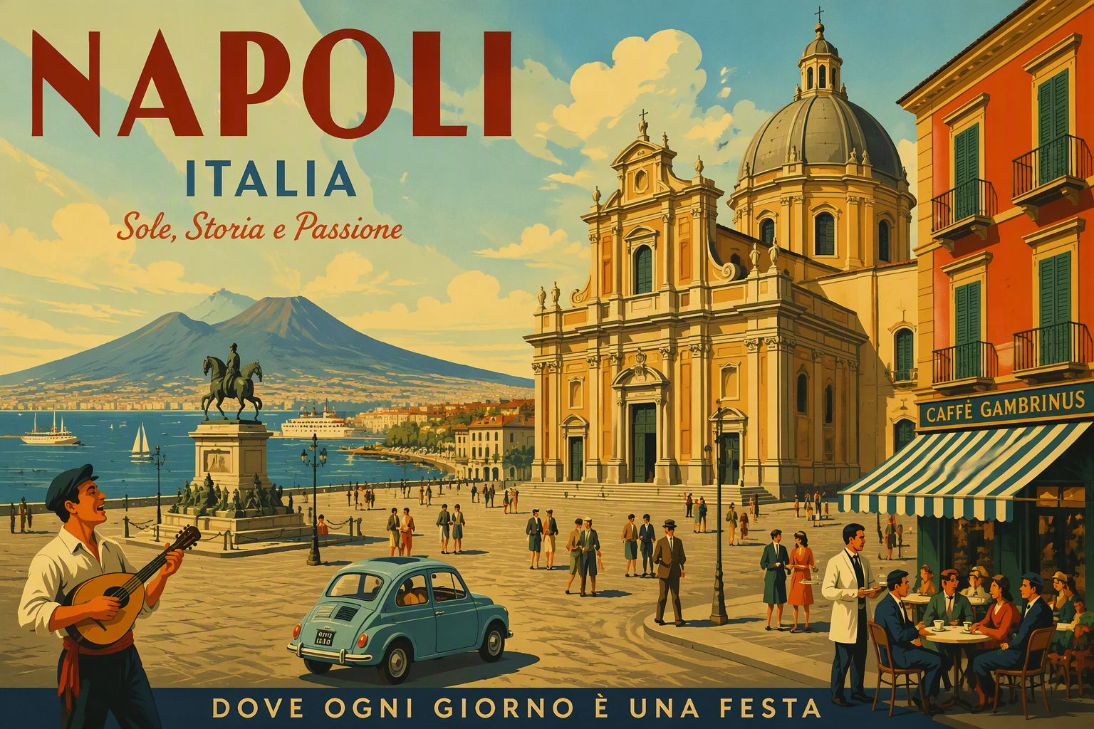 Historiallinen aukio ja arkkitehtuuria Napolissa