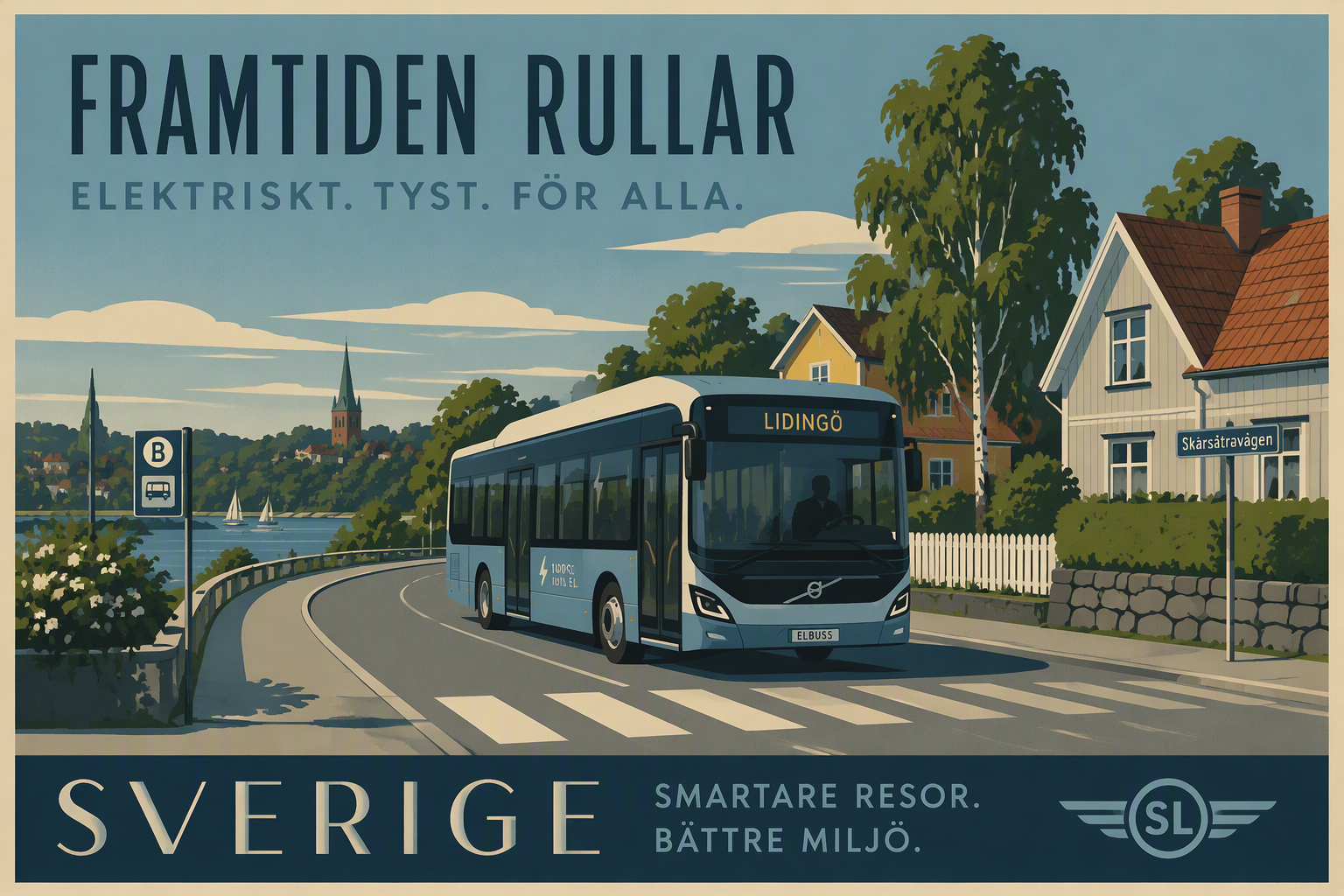 Moderni bussi Göteborgin esikaupunkialueella