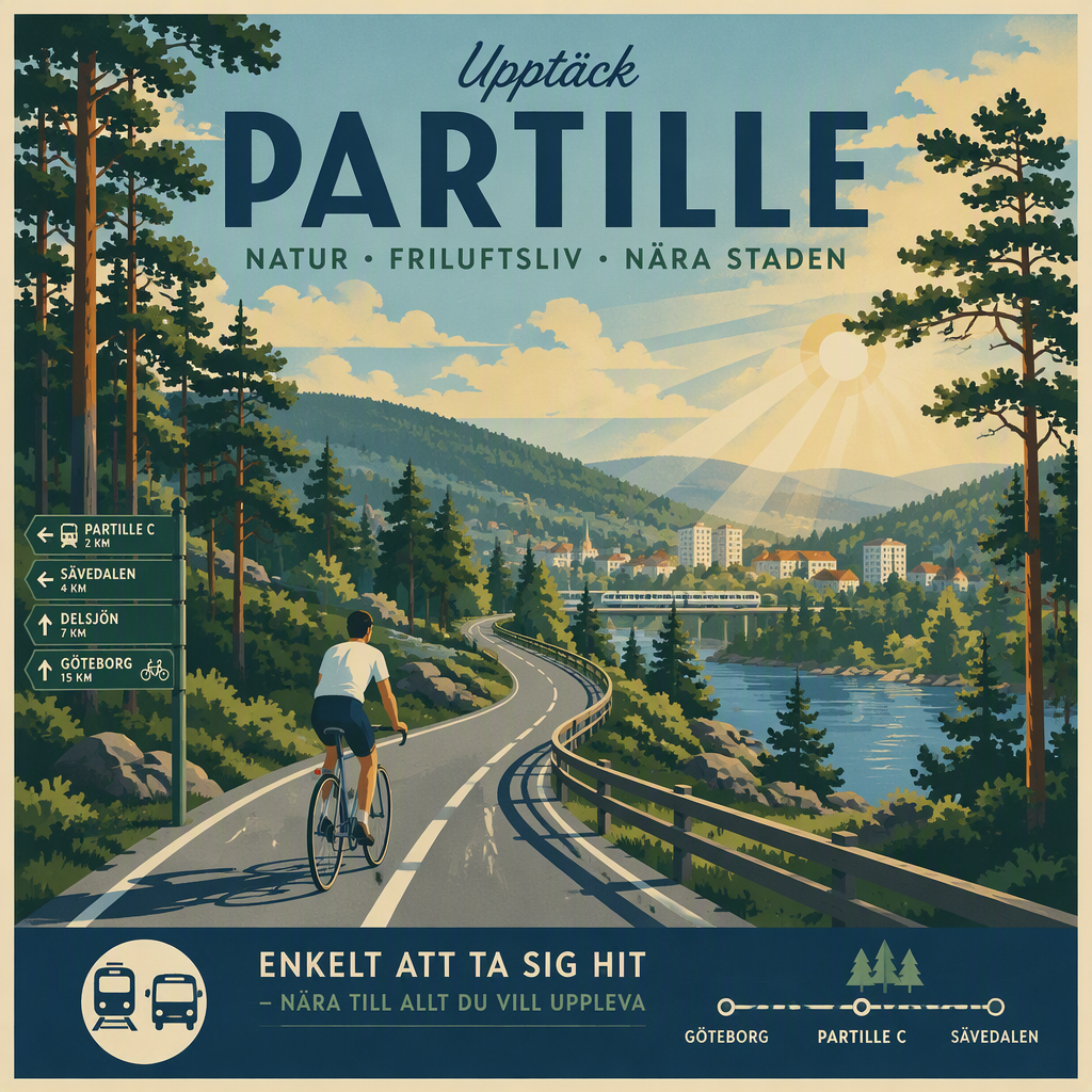 Pyöräilyreitti metsämaisemassa lähellä Partillea