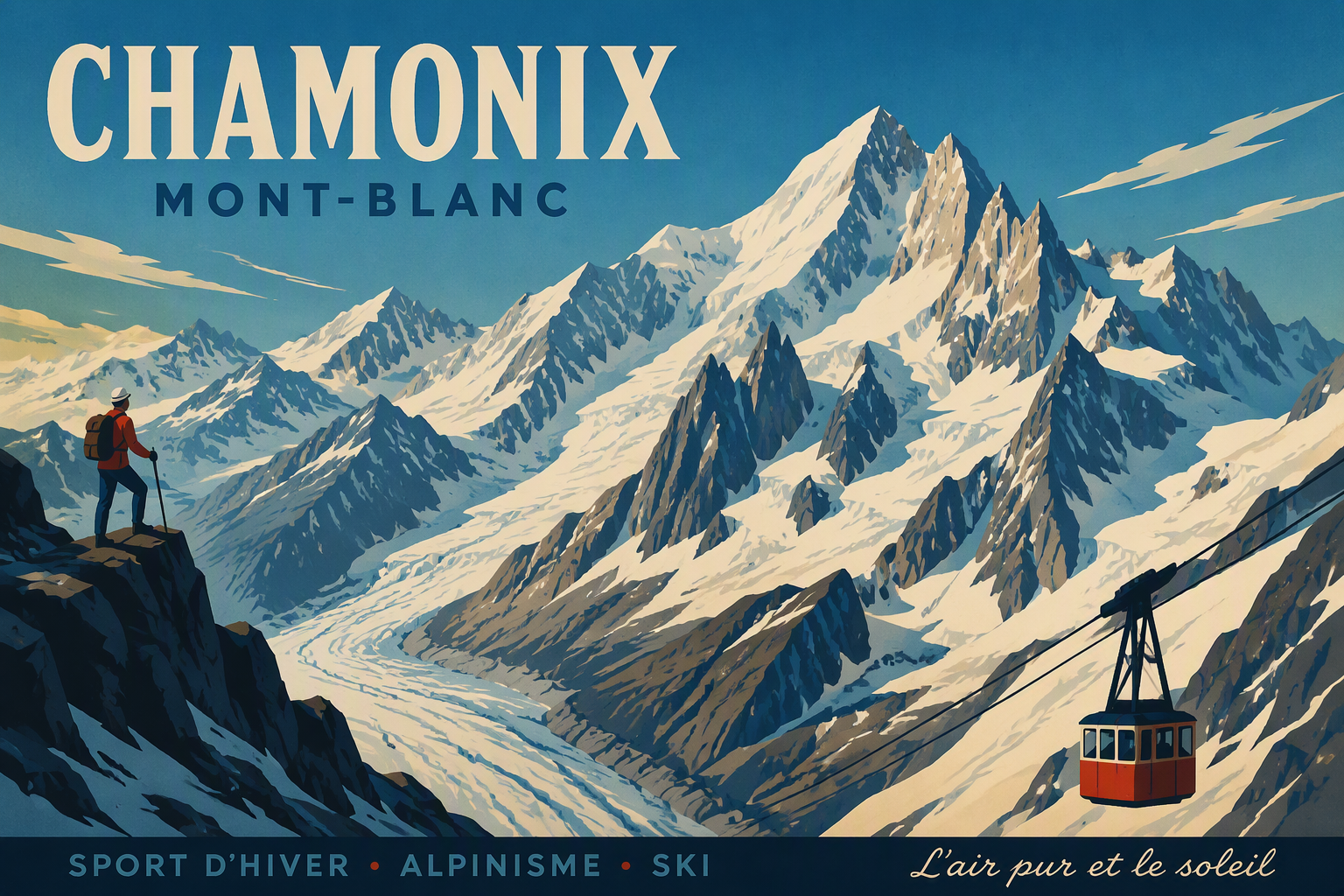 Lumipeitteiset Alpit Chamonix’n vuoristomaisemassa