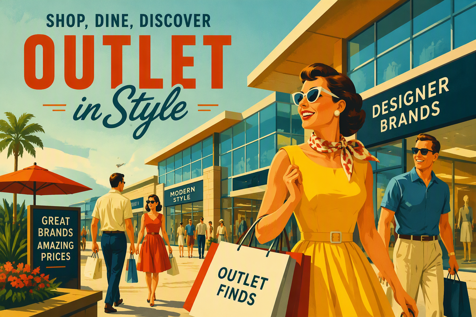Moderni outlet-myymälä ja ostoskeskus
