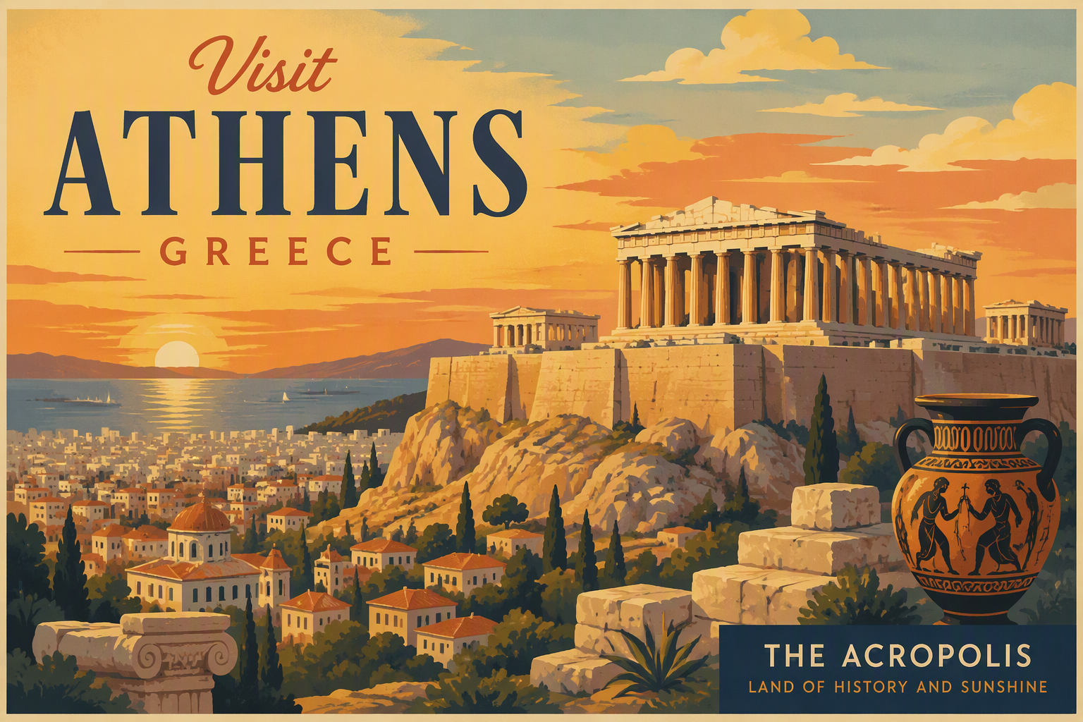 Ateenan Akropolis ja Parthenon-temppeli iltavalaistuksessa Ateenan Akropolis ja Parthenon-temppeli iltavalaistuksessa