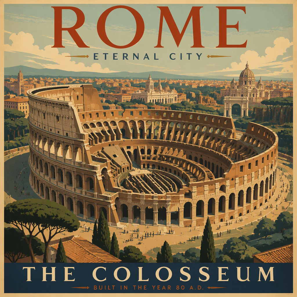 Rooman Colosseum antiikin aikaisine raunioineen Rooman Colosseum antiikin aikaisine raunioineen
