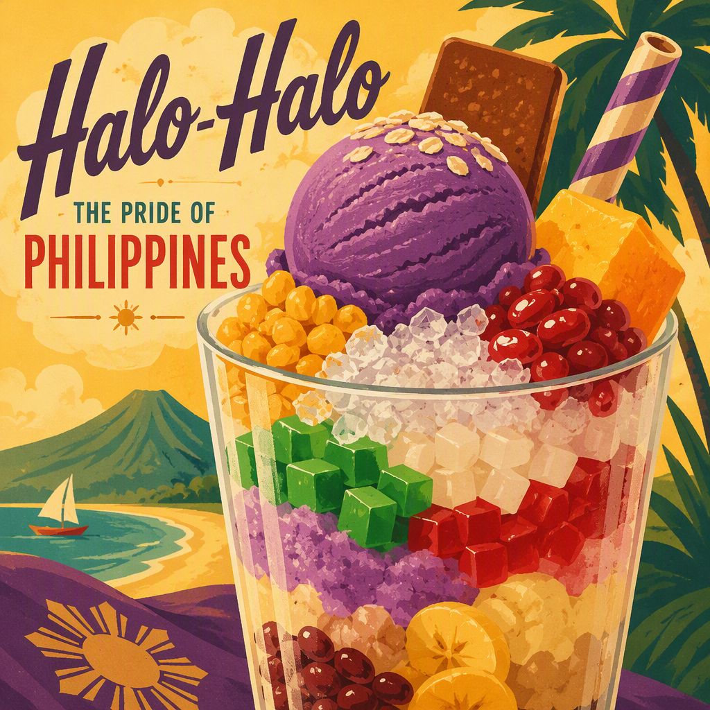 Värikäs filippiiniläinen halo-halo jälkiruoka