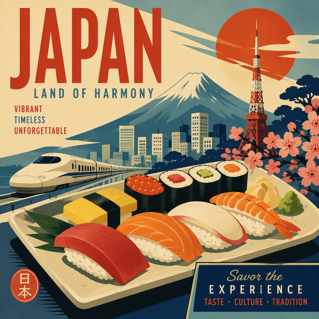 Lähikuva perinteisistä japanilaisista sushiannoksista lautasella