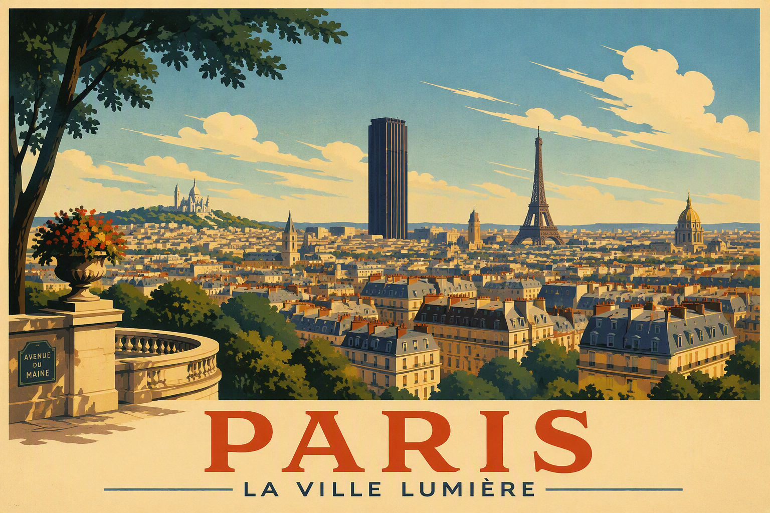 Montparnasse-torni nousee Pariisin kaupunkikuvan ylle