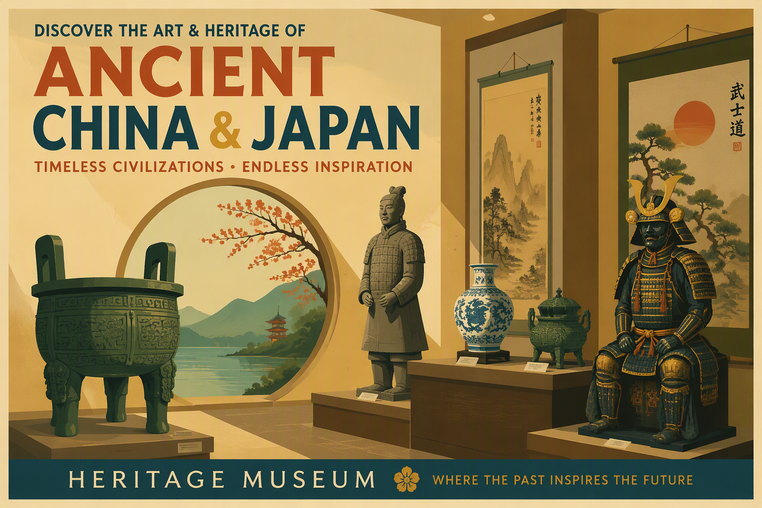 Museu do Orienten näyttelyesineitä esillä museon tiloissa