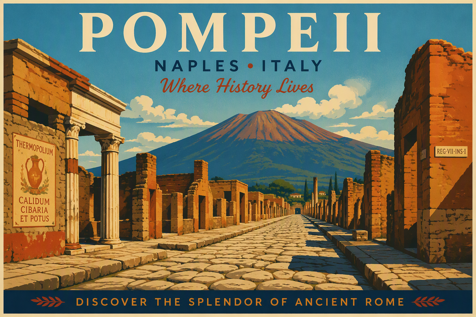 Pompeijin rauniot ja Vesuviuksen tulivuori taustalla Pompeijin rauniot ja Vesuviuksen tulivuori taustalla