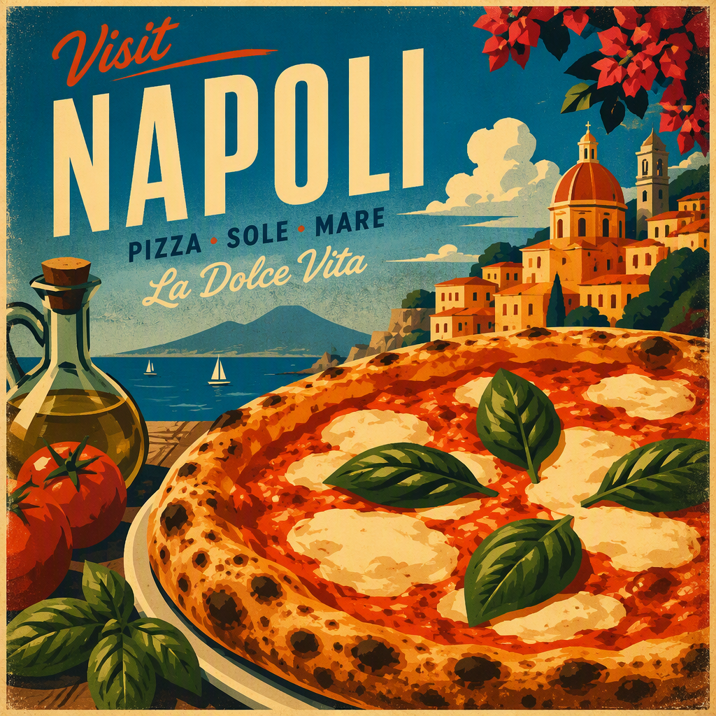 Perinteinen napolilainen pizza puu-uunissa paistettuna Perinteinen napolilainen pizza puu-uunissa paistettuna