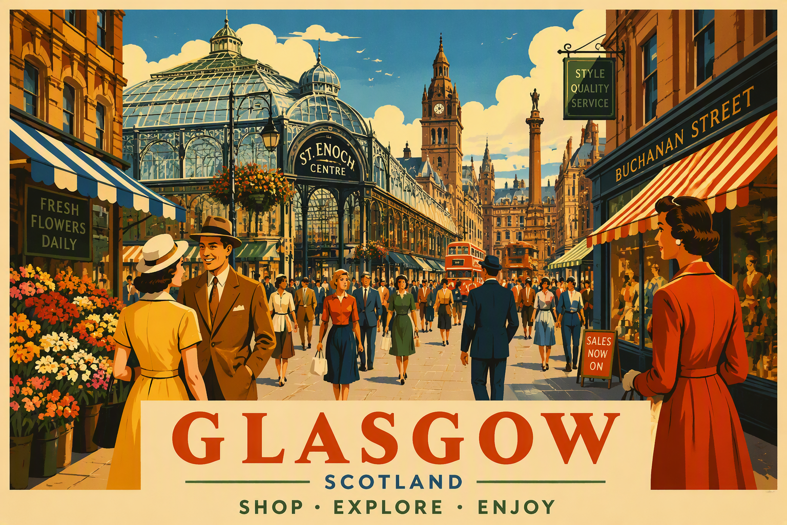 Vilkas ostoskatu Glasgow’n keskustassa Vilkas ostoskatu Glasgow’n keskustassa