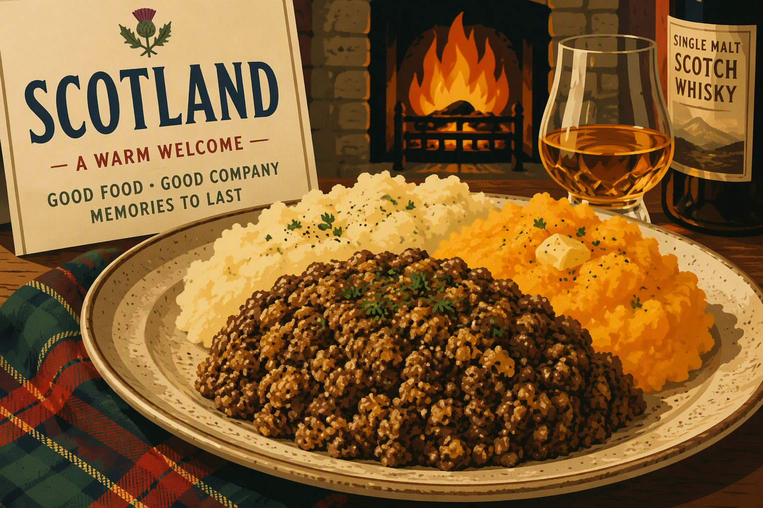 Perinteinen skotlantilainen haggis-annos ravintolassa