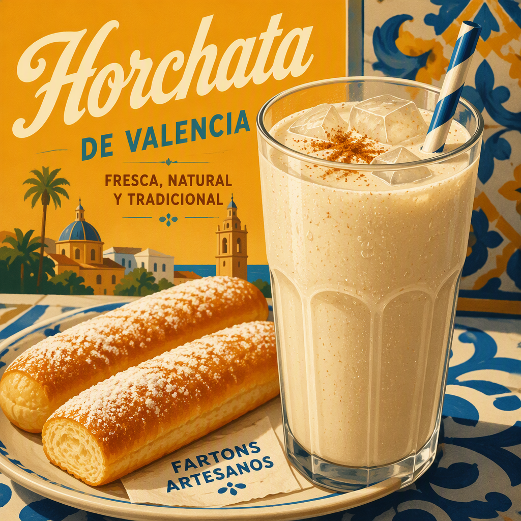Horchata-juoma ja fartons-leivonnaiset