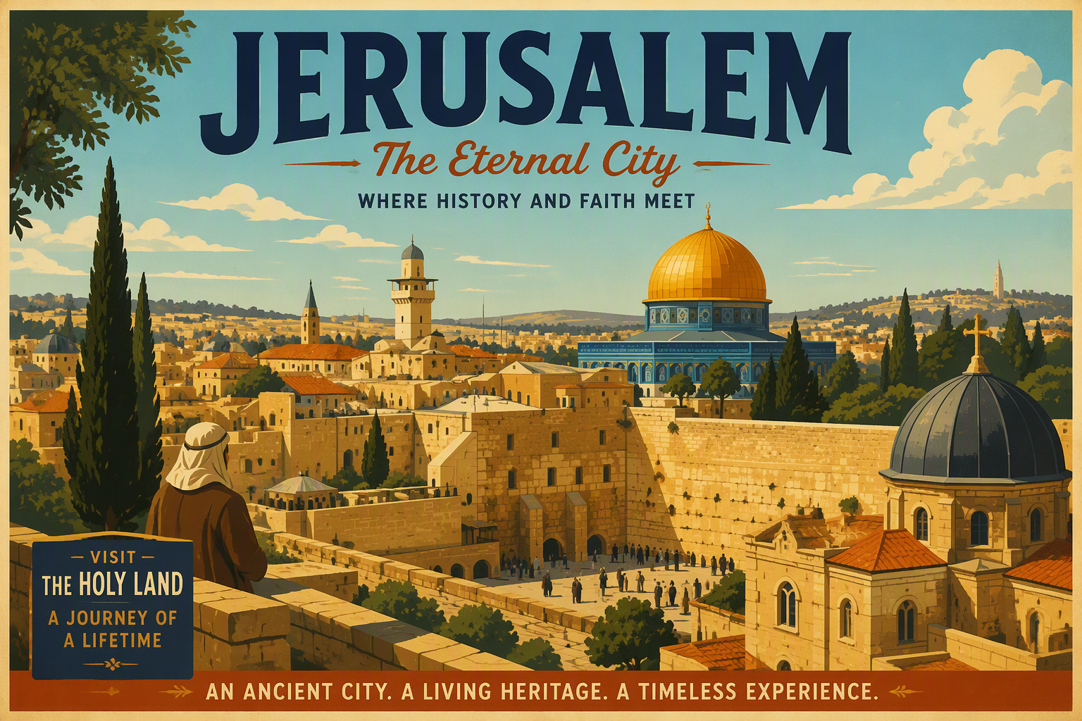 Jerusalemin historiallinen kaupunkimaisema aurinkoisena päivänä Jerusalemin historiallinen kaupunkimaisema aurinkoisena päivänä