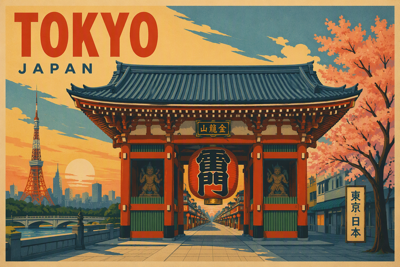 Perinteinen japanilainen temppelialue Tokiossa