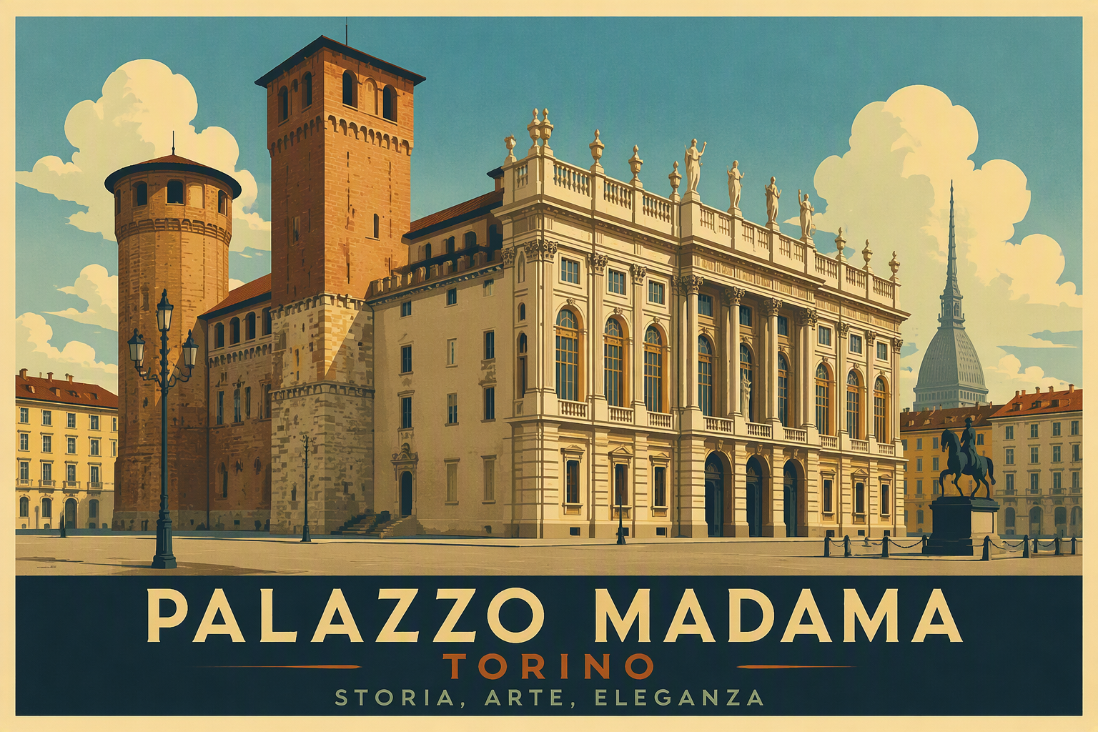 Palazzo Madaman historiallinen julkisivu Torino