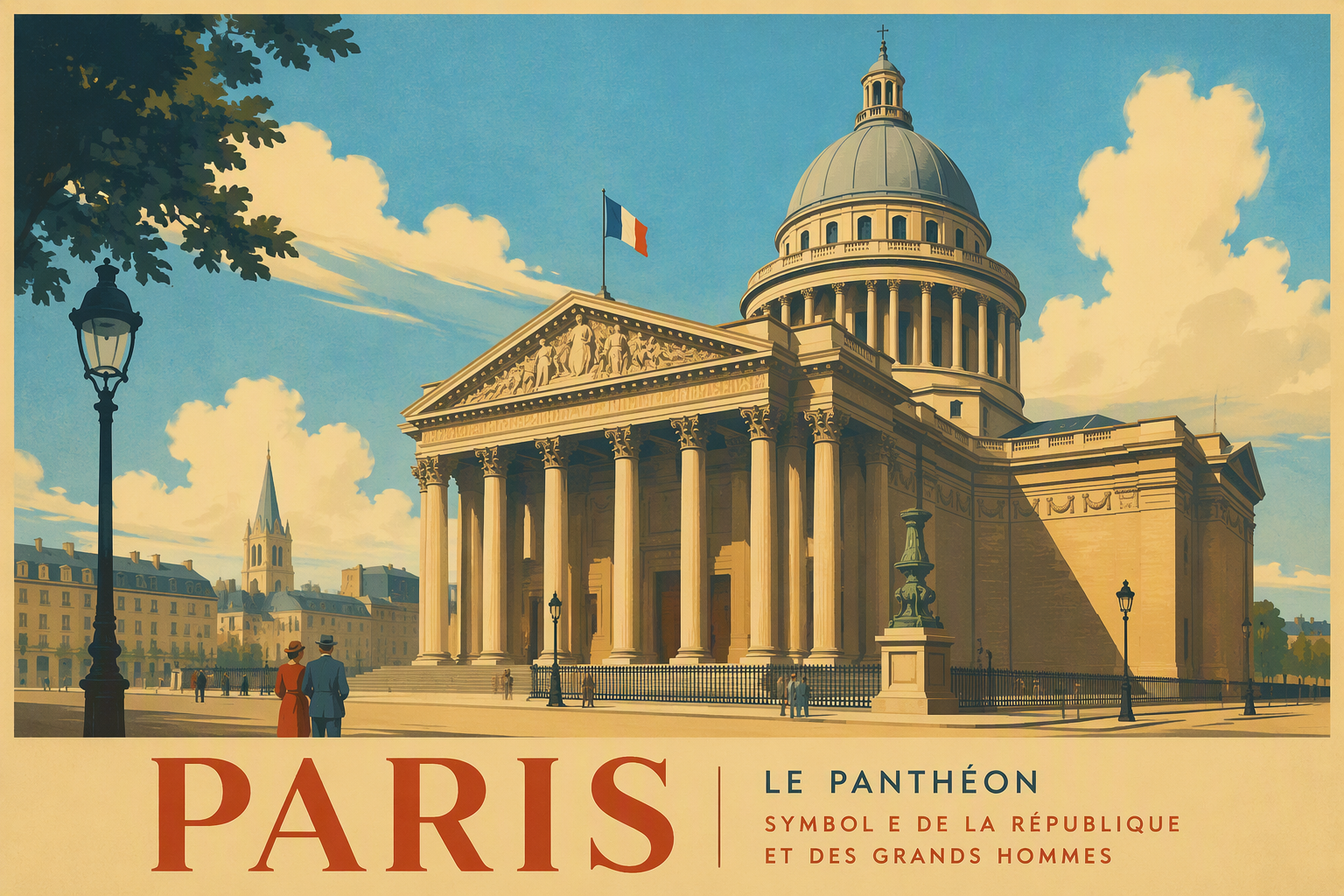 Pariisin Pantheon-rakennus ja sen suuri kupoli