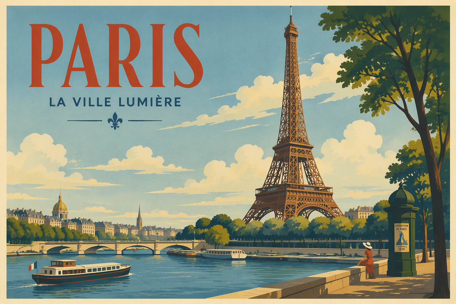 Eiffel-torni sinistä taivasta vasten