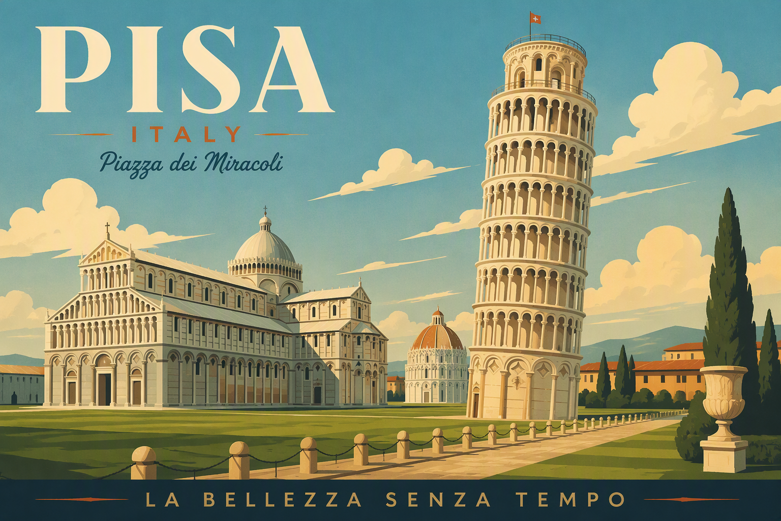 Pisan kalteva torni ja Piazza dei Miracoli Pisan kalteva torni ja Piazza dei Miracoli