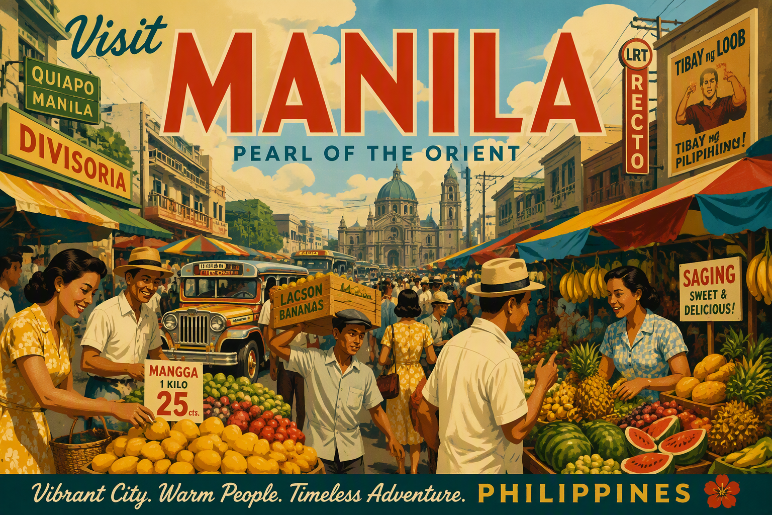 Vilkas Quiapo-tori markkinahumussa