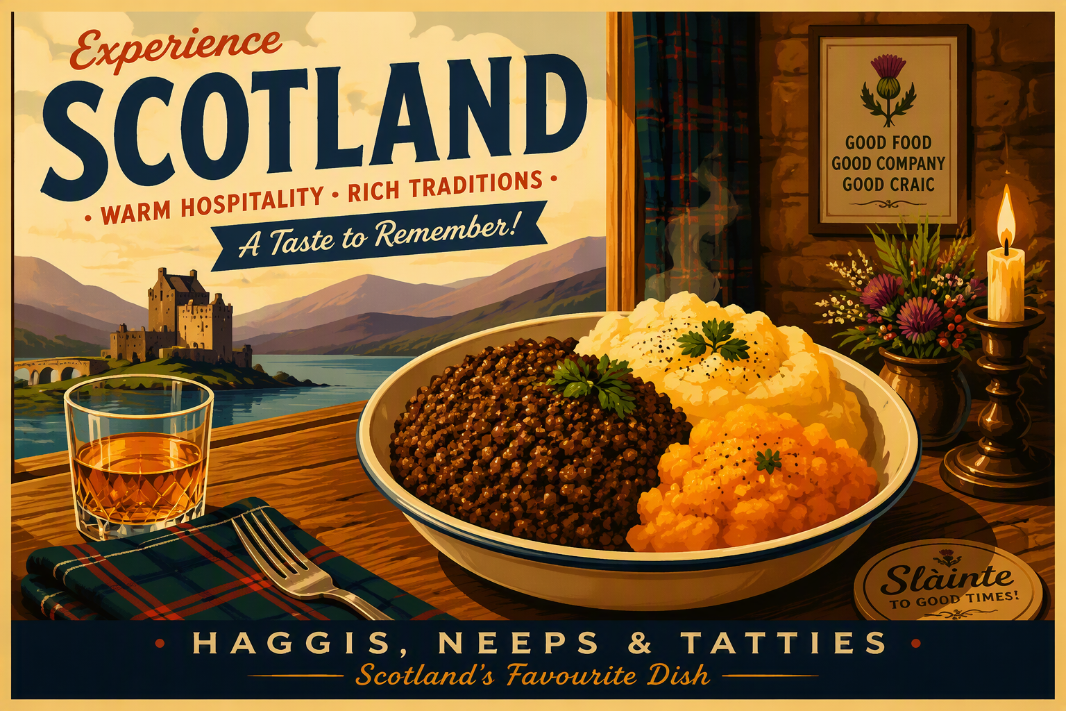 Perinteinen skotlantilainen haggis-annos ravintolassa Perinteinen skotlantilainen haggis-annos ravintolassa