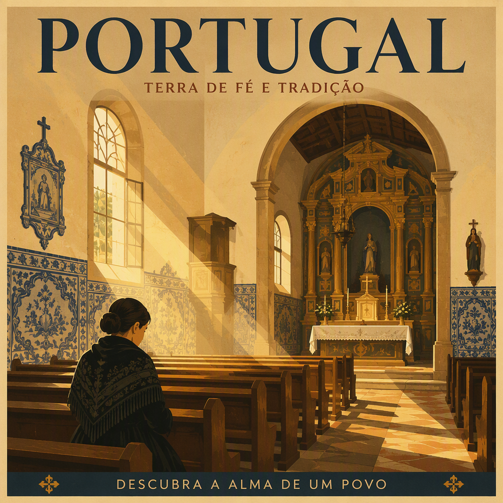 Perinteinen portugalilainen kirkon sisätila valossa