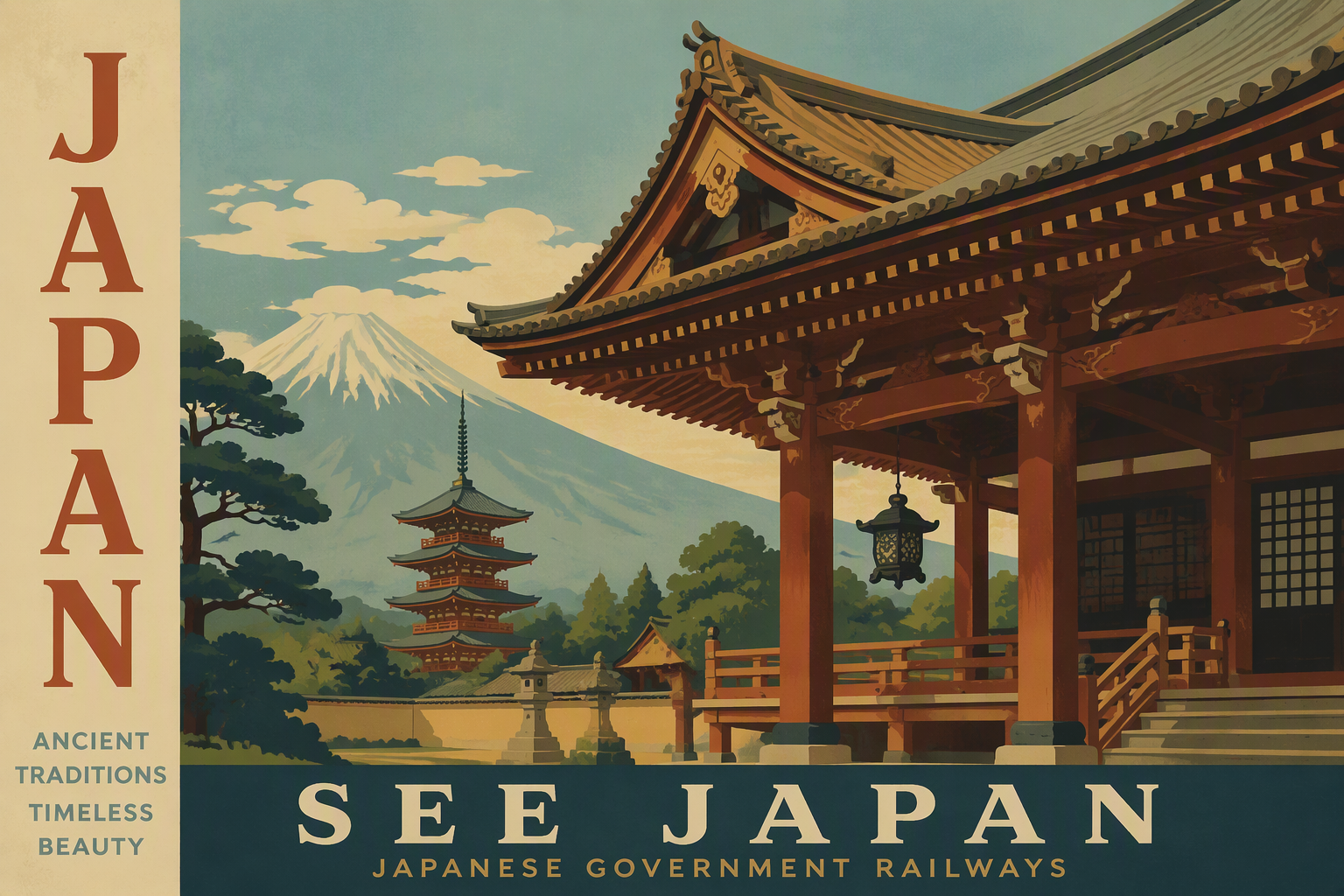 Perinteinen japanilainen temppeli ja sen yksityiskohtainen puuarkkitehtuuri