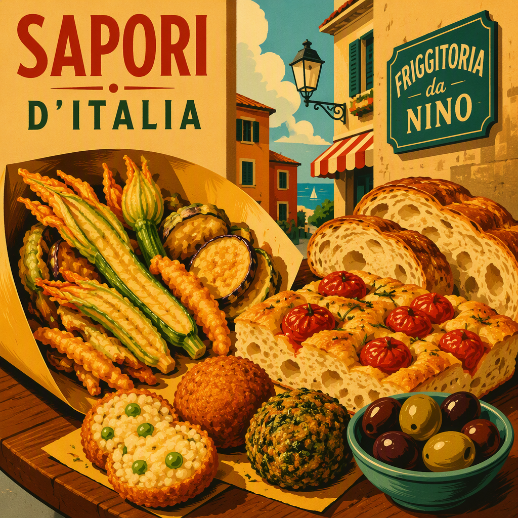 Valikoima perinteisiä italialaisia katuruokaherkkuja