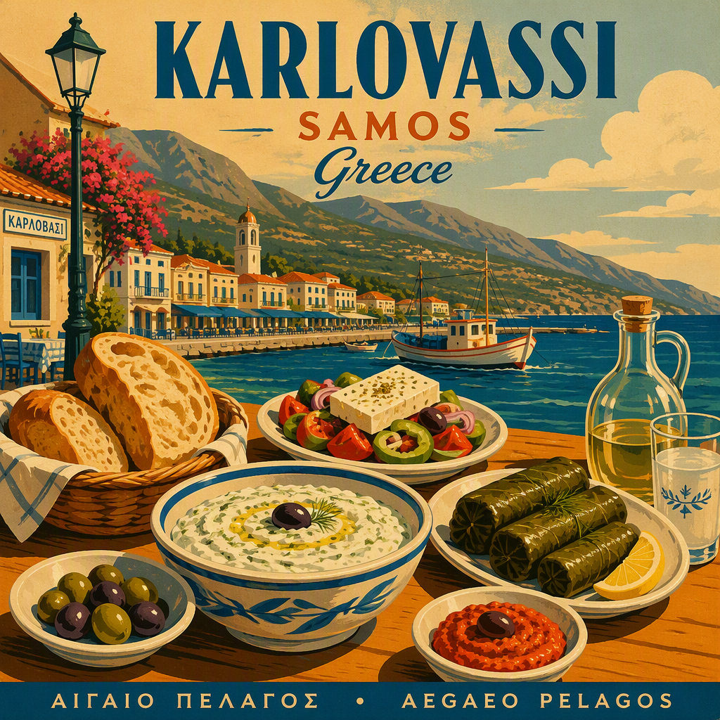 Kreikkalaisia meze-alkupaloja tarjoiltuna pöydässä