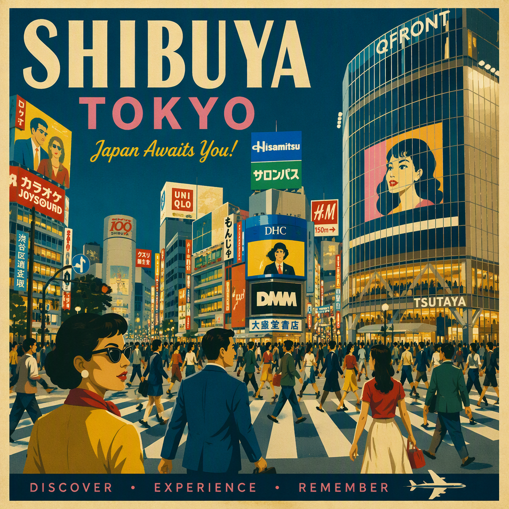 Vilkas Shibuya Crossingin risteys Tokiossa