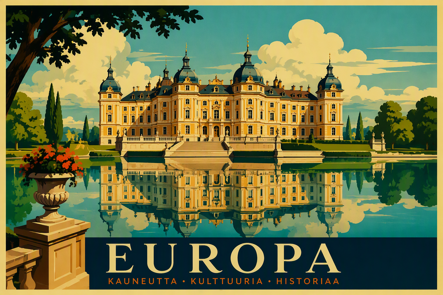 Drottningholmin linna ja sen puutarha veden äärellä Drottningholmin linna ja sen puutarha veden äärellä