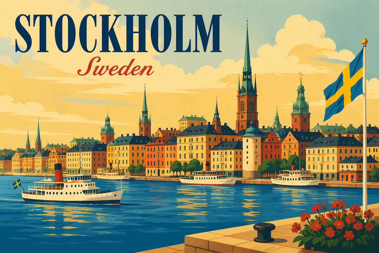 Tukholman kaupunkimaisema meren rannalla Tukholman kaupunkimaisema meren rannalla