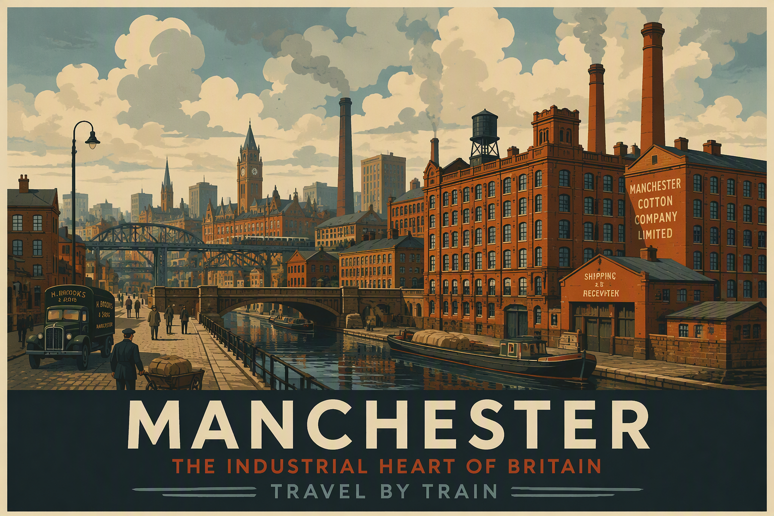 Historiallisia punatiilisiä tehdasrakennuksia Manchesterissa