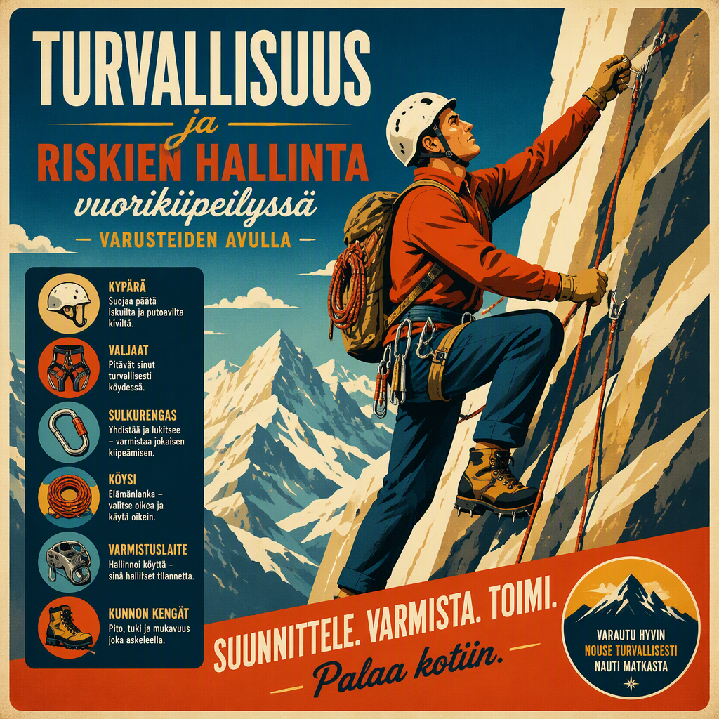 Vuorikiipeilyvarusteet kallioisessa ympäristössä Vuorikiipeilyvarusteet kallioisessa ympäristössä