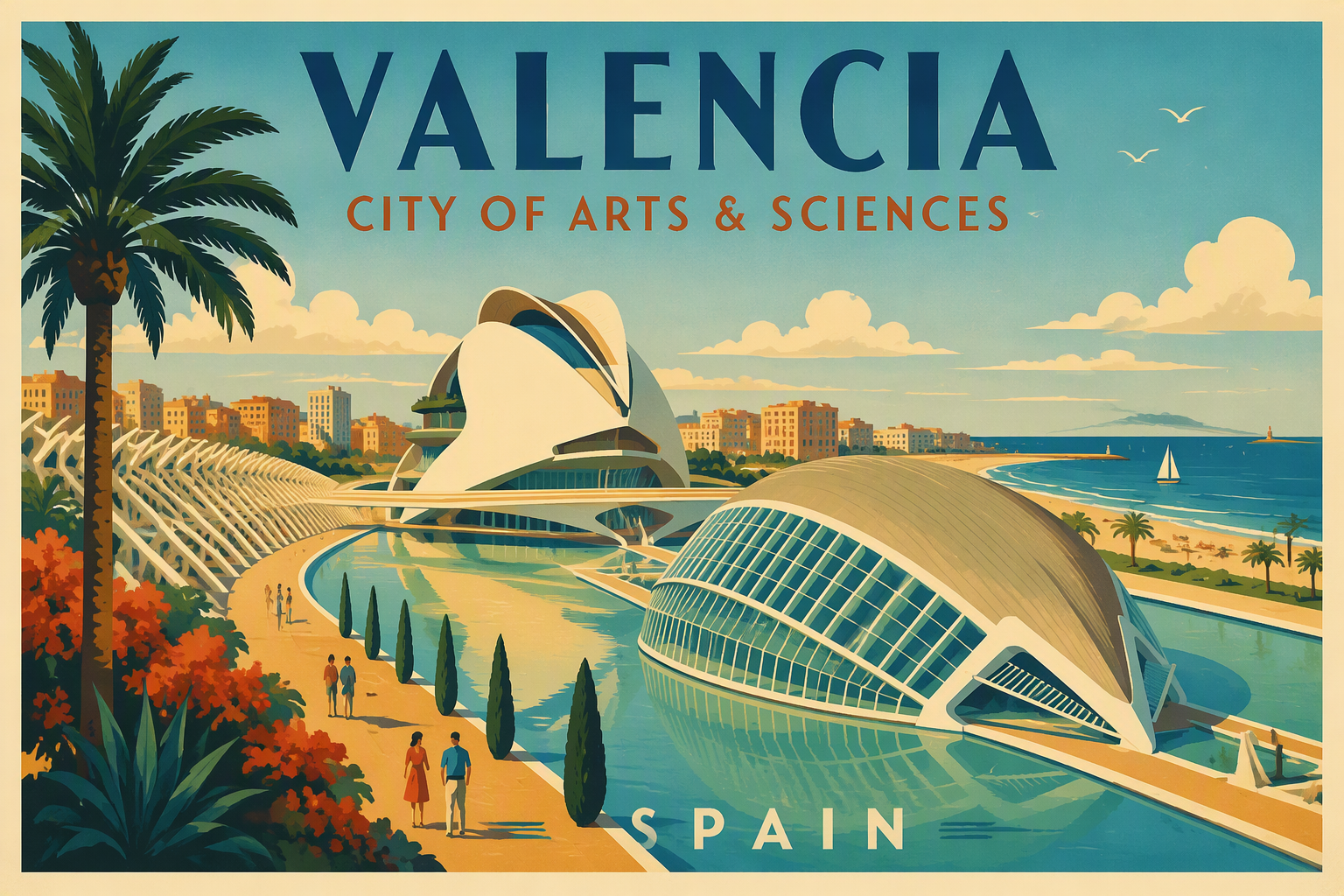 Moderni tiede- ja taidekompleksi Valencian kaupungissa Moderni tiede- ja taidekompleksi Valencian kaupungissa