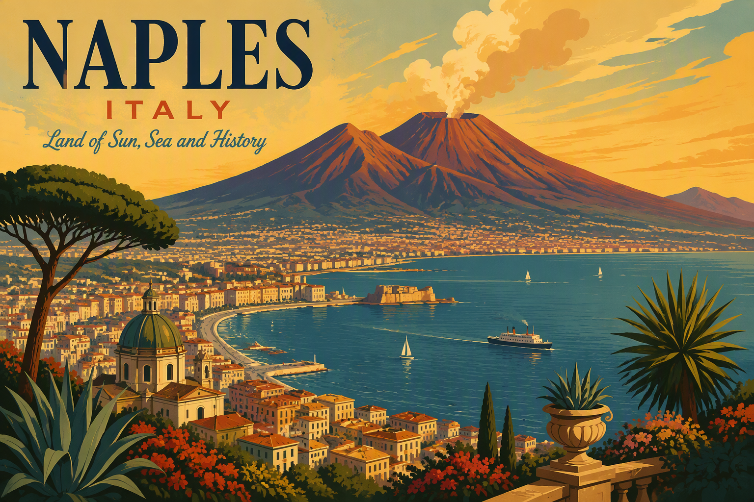 Vesuvius-tulivuori ja Napolinlahti