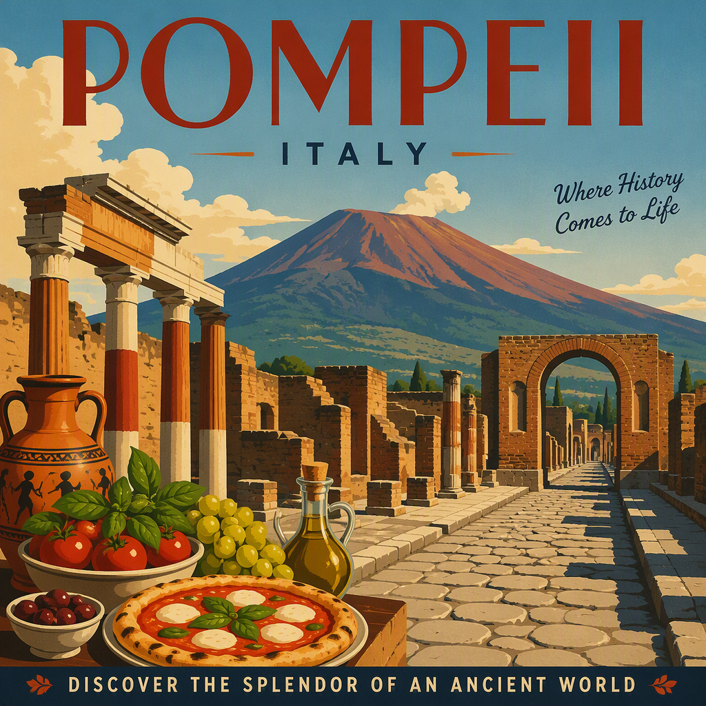Pompeijin raunioalue ja Vesuvius-tulivuori Pompeijin raunioalue ja Vesuvius-tulivuori