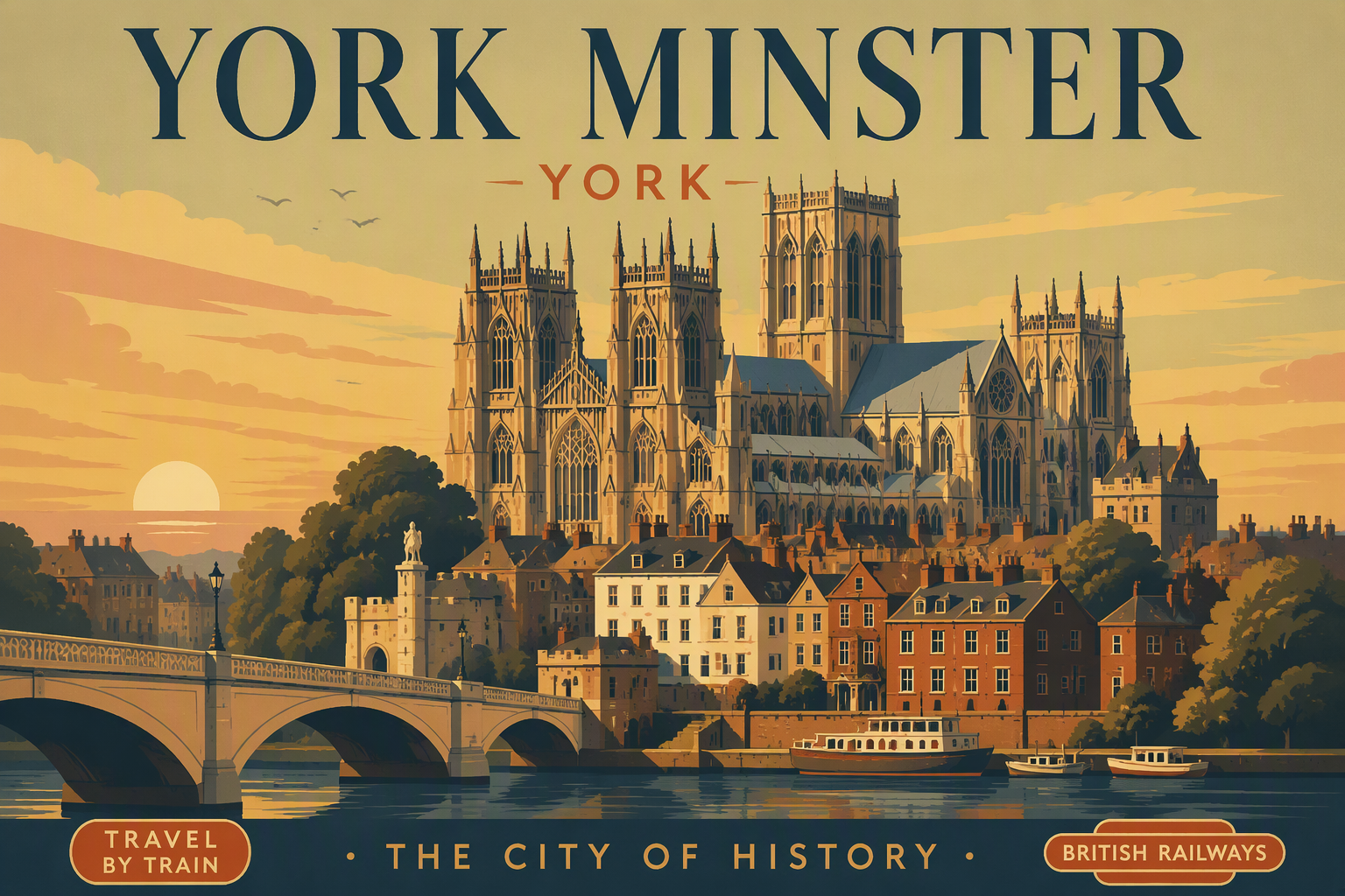 York Minsterin katedraali ja historiallinen kaupunkinäkymä York Minsterin katedraali ja historiallinen kaupunkinäkymä